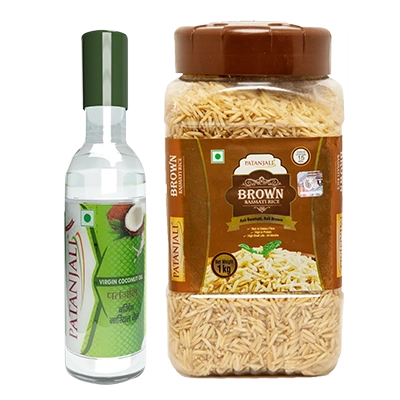 Natural Coconut Oil Combo- Virgin Coconut Oil 500ml+ BROWN BASMATI RICE JAR  - 1kg - Rs 50 Off