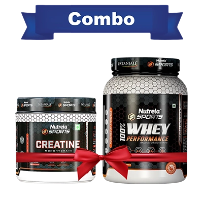 Combo- Patanjali Nutrela Sports Whey Performance Fv 1kg + Patanjali Nutrela Sports Creatine Monohydrate - 100g