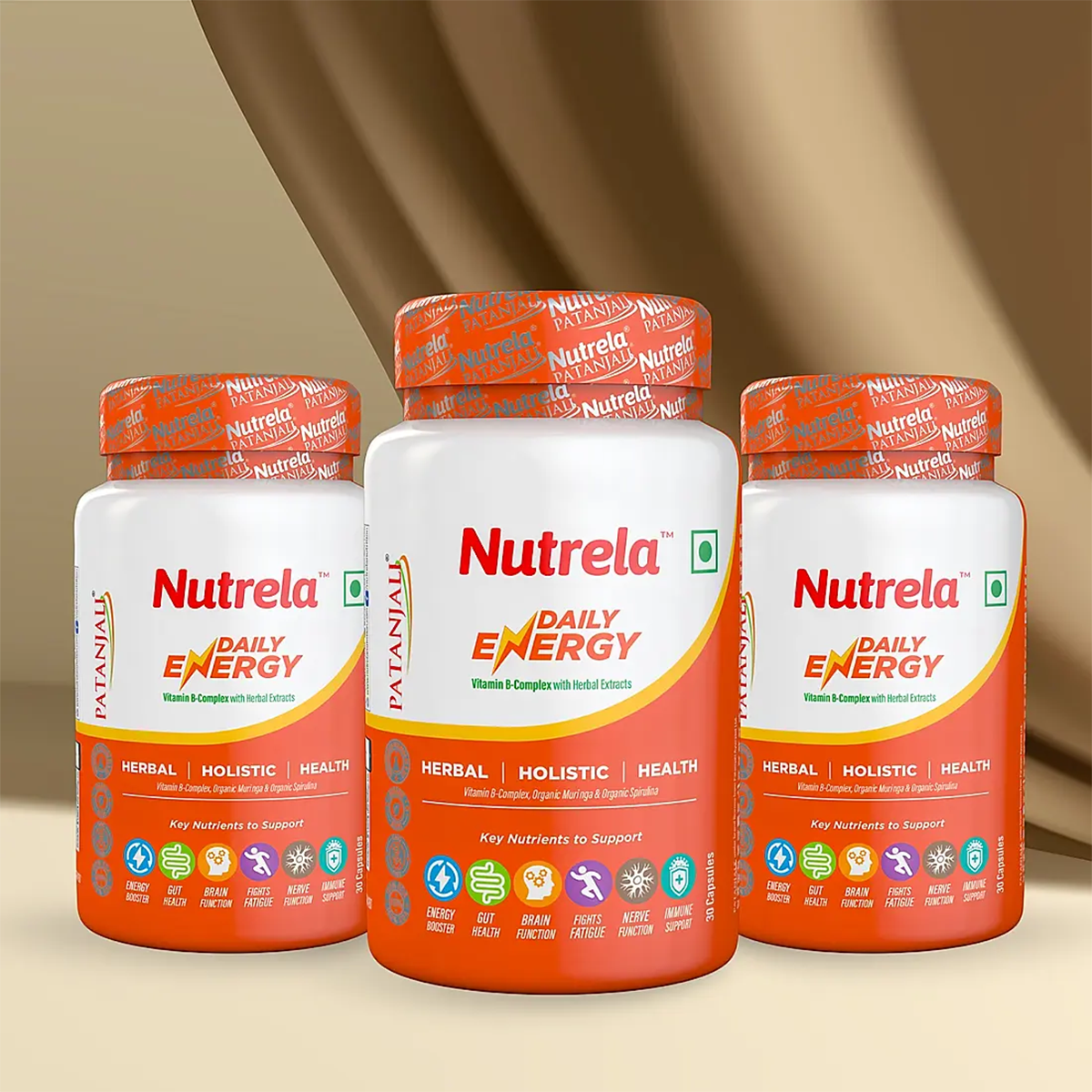 Patanjali Nutrela Daily Energy - Organic B Complex Capsules (pack of 3)