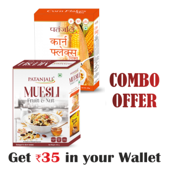 HEALTHY BREAKFAST CEREALS- CORN FLAKES MIX 500GM+MUESLI FRUIT & NUT 450G - Rs 35 Off