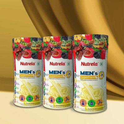 Patanjali Nutrela Men's Superfood (pack of 3) with Protein for Digestion & Immunity | Flavour Powder